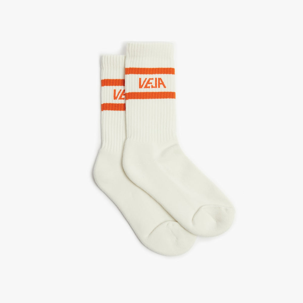 ICONIC SOCKS COTTON WHITE ORANGE — 1