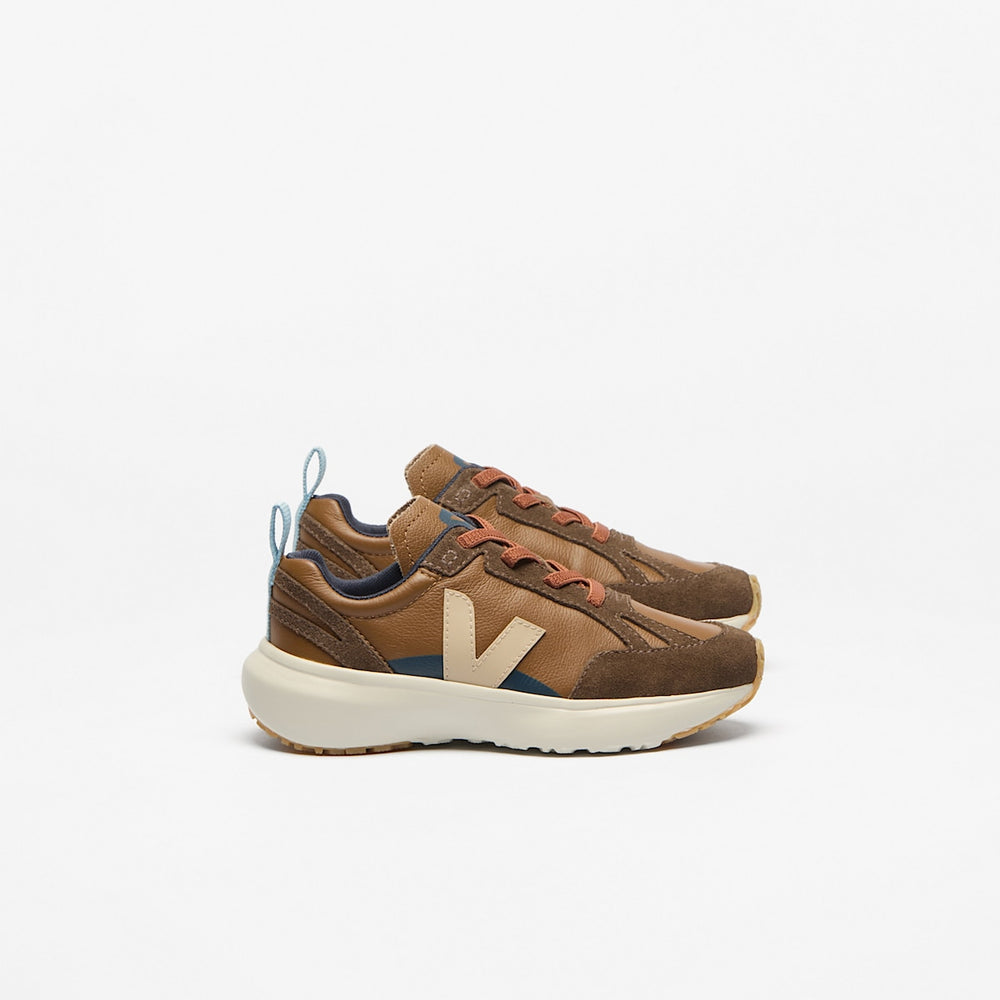 CANARY ELASTIC LACES LEATHER VEJA X BONPOINT BROWN ALMOND — 1
