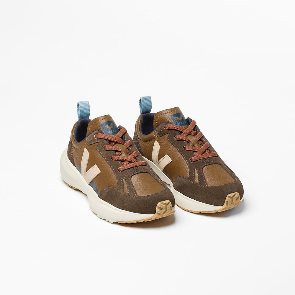 CANARY ELASTIC LACES LEATHER VEJA X BONPOINT BROWN ALMOND — 2