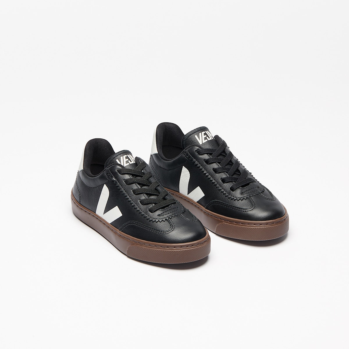 VOLLEY ELASTIC LACES LEATHER BLACK WHITE BARK — 2