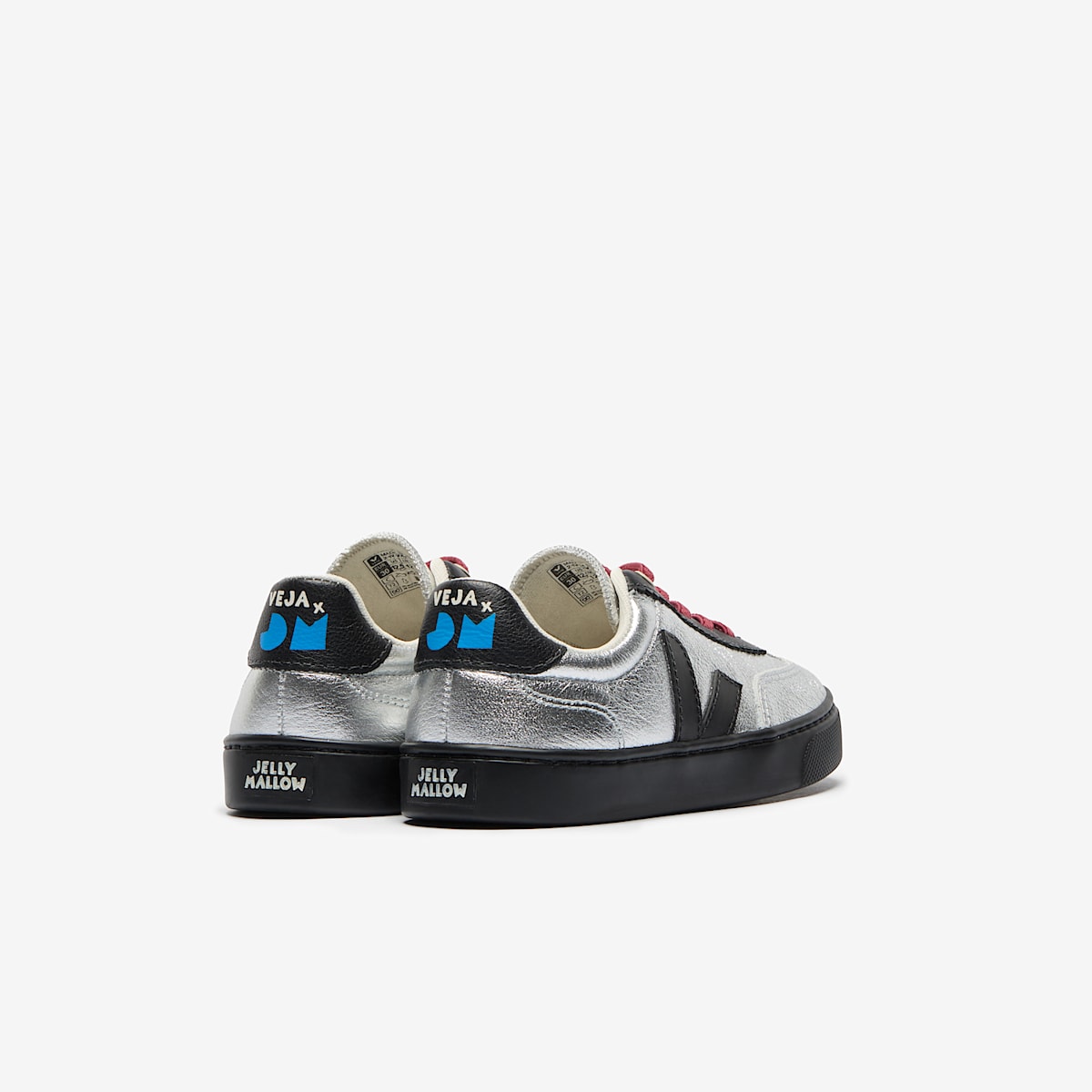 VOLLEY ELASTIC LACES LEATHER VEJA X JELLY MALLOW SILVER — 3