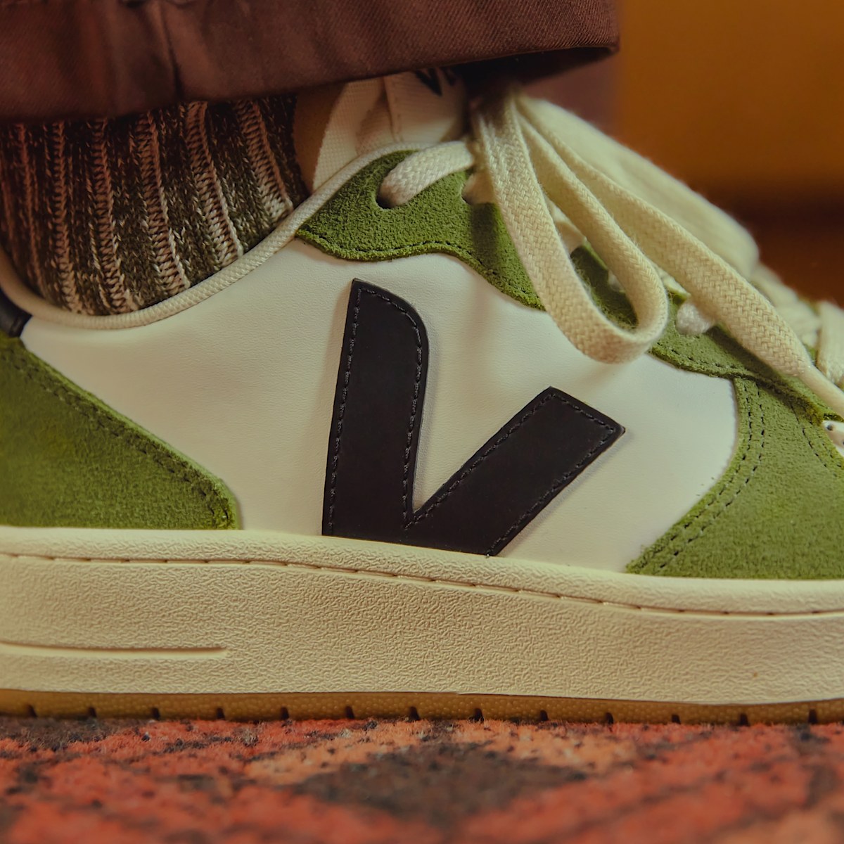 V-10 LEATHER WHITE BLACK KIWI — 4