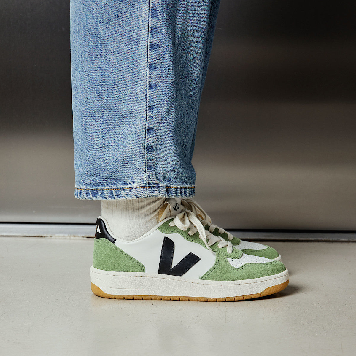 V-10 LEATHER WHITE BLACK KIWI — 6