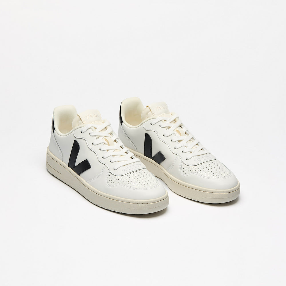 V-10 LEATHER WHITE BLACK — 2
