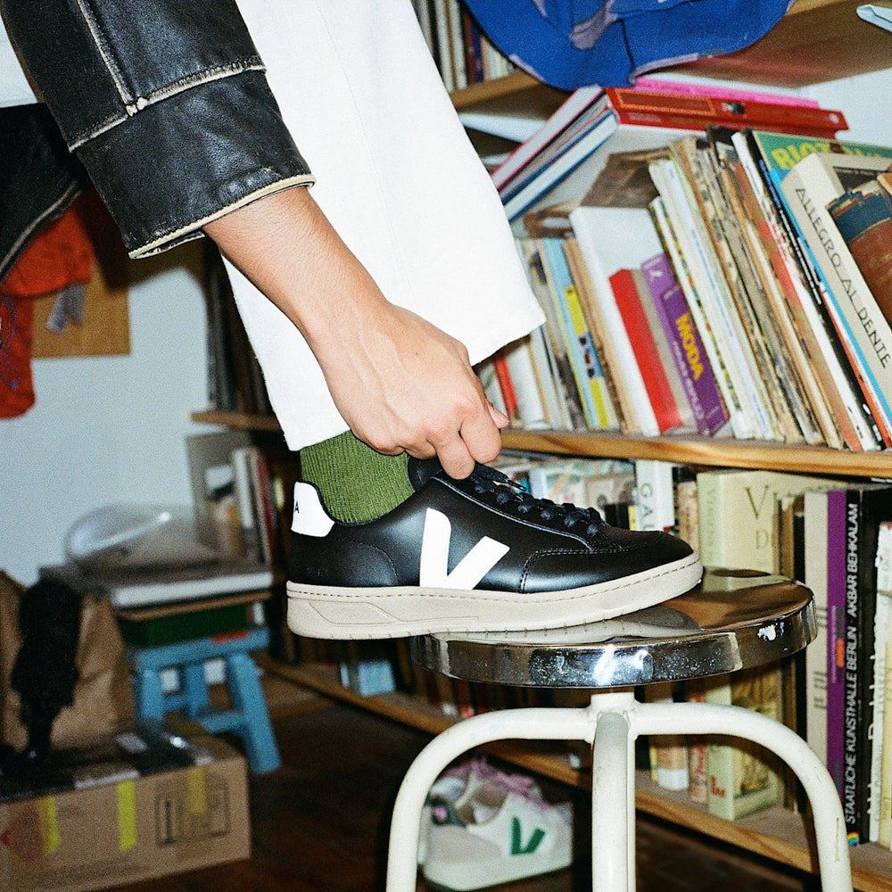 V-12 LEATHER BLACK WHITE DUNE — 2