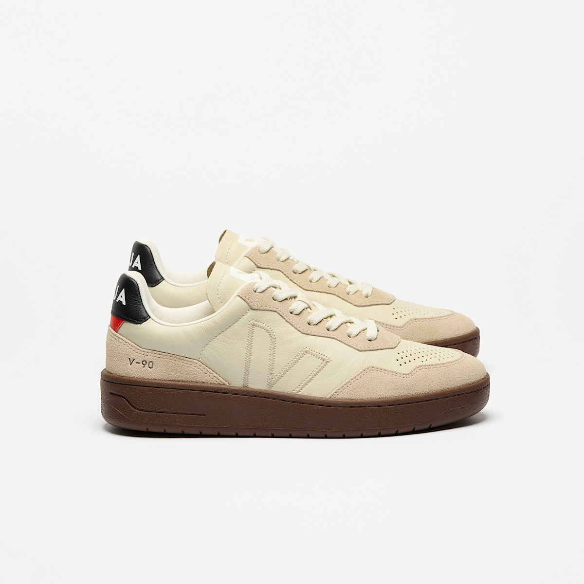 V-90 LEATHER BEIGE ALMOND BLACK — 1
